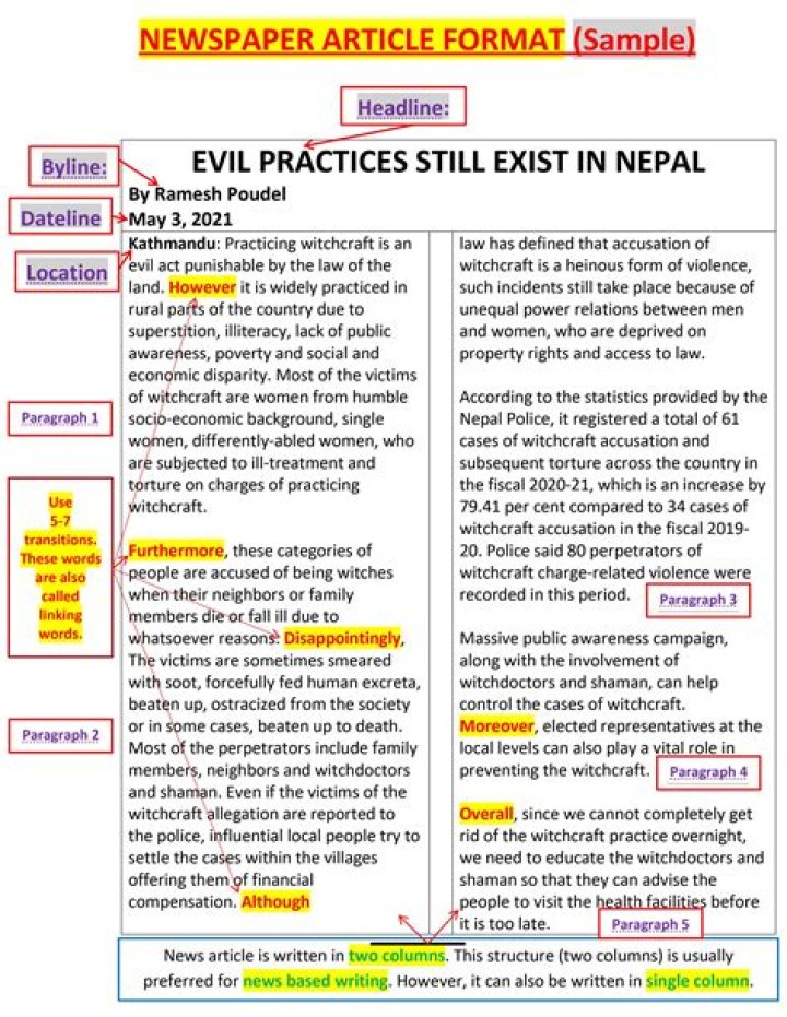 How to Write a Newspaper Column Writing a press release, Press